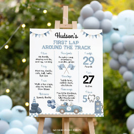 Poster Blue Race Car Birthday Party Milestone Sign