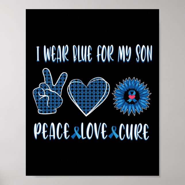 Poster Blue Ribbon to My Son Novembro Diabetes Consciênci (Frente)