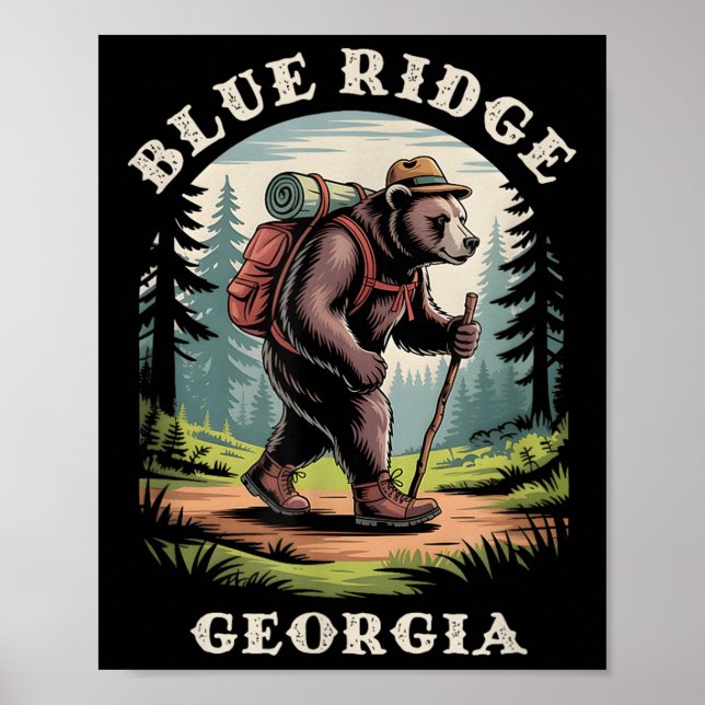Poster Blue Ridge, Georgia Ga Mountains Hiking Bear Fores (Frente)