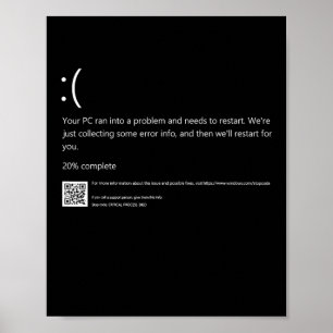 Poster Blue Screen of Death IT Geek Halloween Party DIY