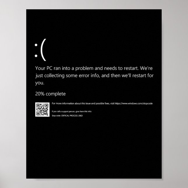 Poster Blue Screen of Death IT Geek Halloween Party DIY (Frente)