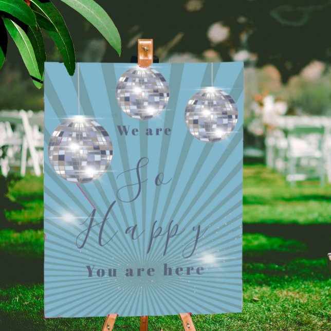 Poster Blue Silver Disco Sun Rays Chic Weding (Criador carregado)