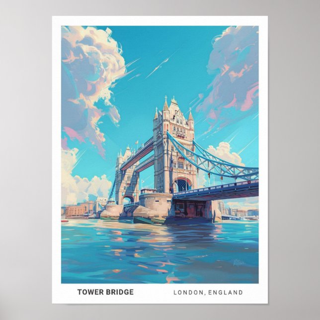Poster Blue Sky na Tower Bridge London Viagem Inglaterra (Frente)