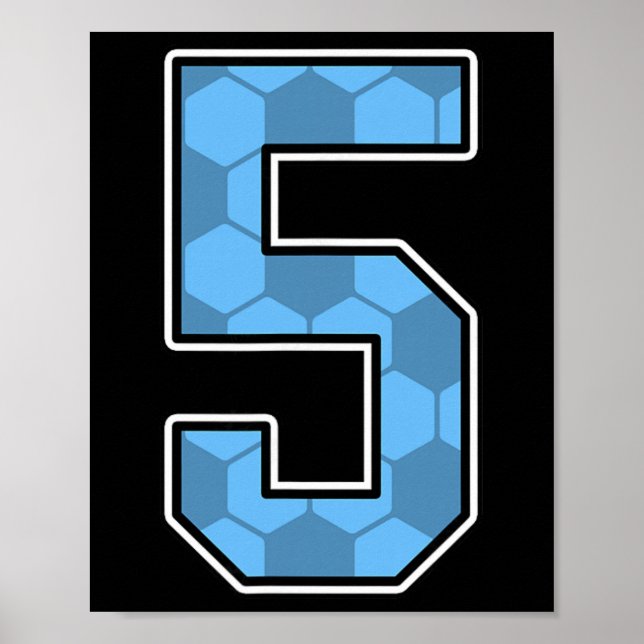 Poster Blue Soccer Pattern Number 5 Jersey Player Uniform (Frente)