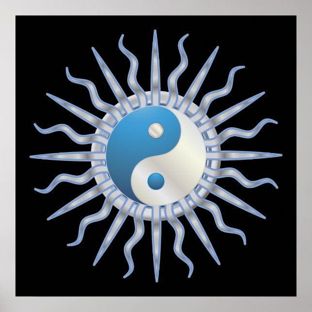 Poster Blue Starburst Yin Yang (Frente)