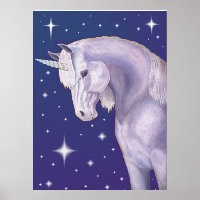 Pôster Blue Starry Unicorn (Frente)