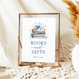 Poster Blue Storybook Baby Shower Books and Gifts Sign