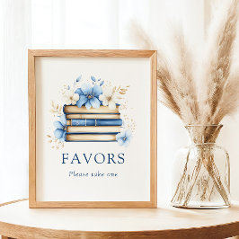 Poster Blue Storybook Baby Shower Favors Sign