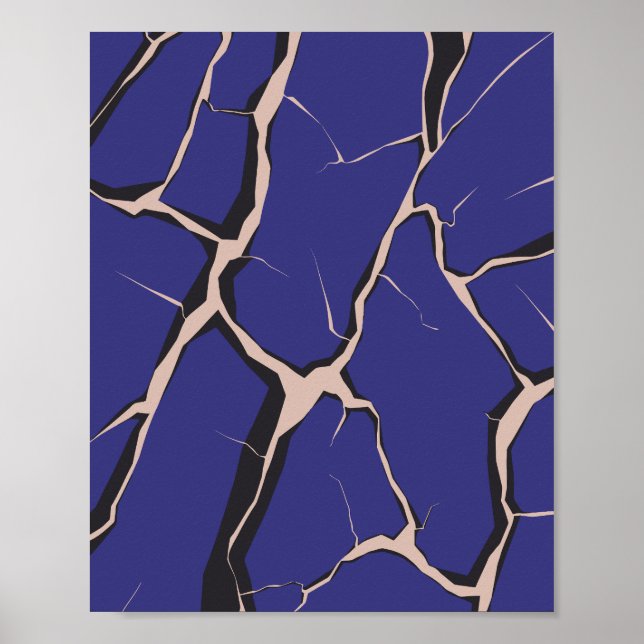 Poster Blue Surface with Deep Cracks (Frente)