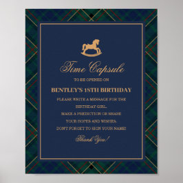 Poster Blue Tartan Plaid Rocking Horse Time Capsule