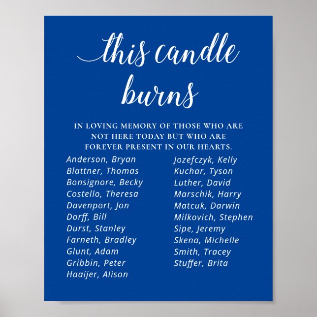 Poster Blue This Candle Burns Class Reunion Memorial (Frente)