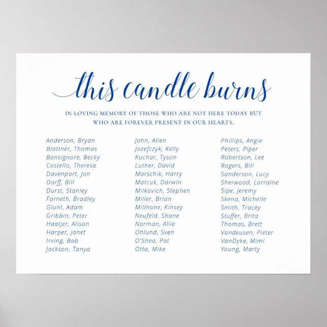 Poster Blue This Candle Burns Class Reunion Memorial (Frente)