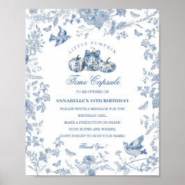 Poster Blue Toile Pumpkin French Fall Time Capsule