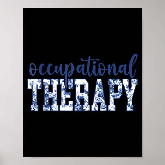 Poster Blue Toile Wildflower Occupational Therapy Ot Flor (Frente)