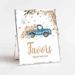 Poster Blue Truck Pumpkin Favorece Chá de fraldas