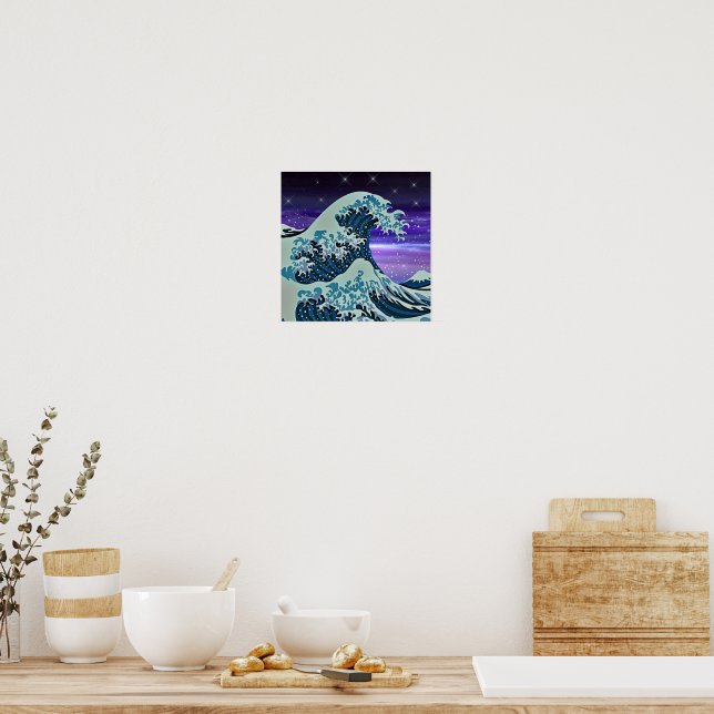 Poster Blue Tsunami Onda Desenho de Arte Japonês | Zazzle Brasil