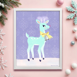 Poster Blue Vintage Reindeer Lavanda