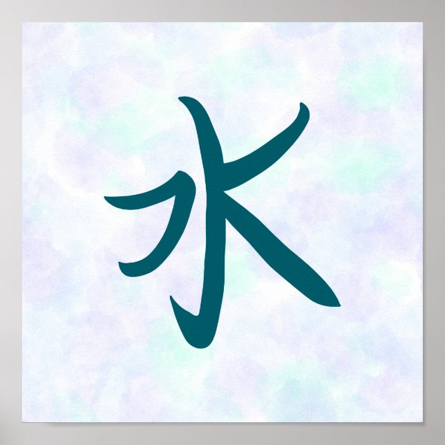 Poster Blue Water Kanji Japanese Calligraphy (Frente)