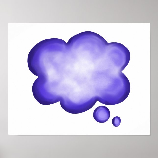 Poster Blue Watercolor Thought Balloon (Frente)