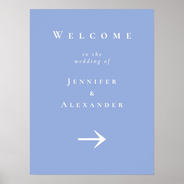 Poster Blue Welcome to Wedding Sign (Frente)