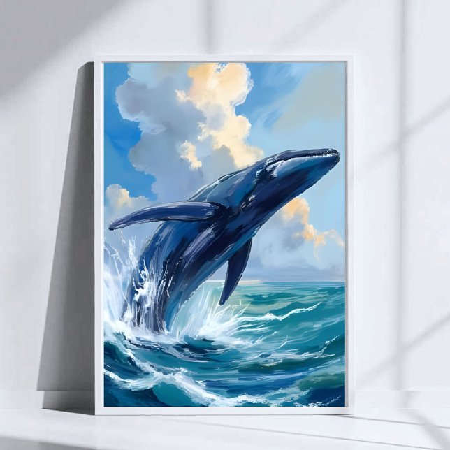 Poster Blue Whale Ocean Animal Watercolor Art (Criador carregado)