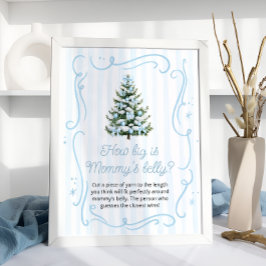 Poster Blue Winter Baby Shower How Big is Mommy's Belly