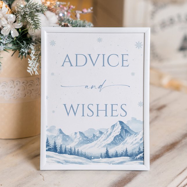 Poster Blue Winter Bridal Shower Advice and Wishes (Criador carregado)