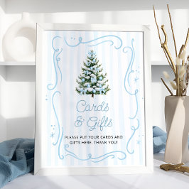 Poster Blue Winter Christmas Baby Shower Cards and Gifts