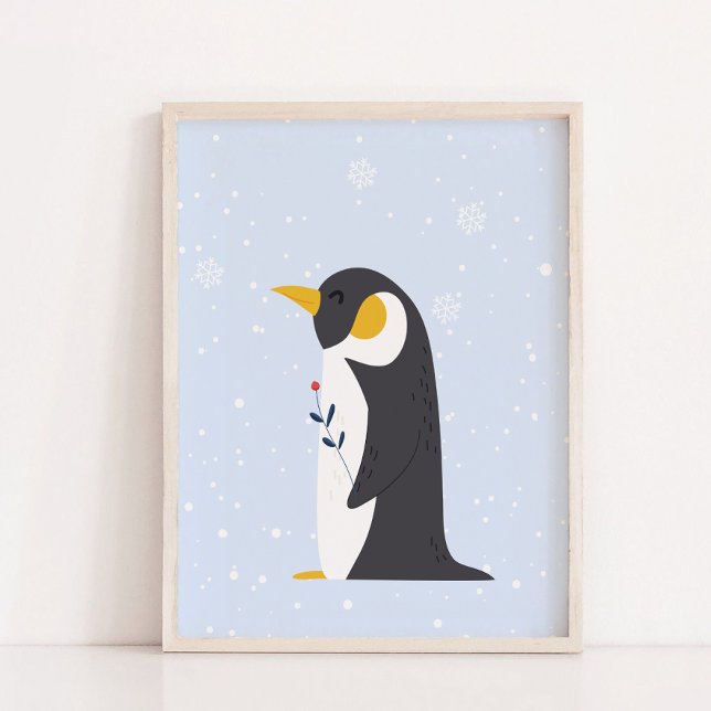 Poster Blue Winter | Pinguim-Árctico de Enfermeiro (Blue Winter | Penguin Arctic Animal Nursery Decor)