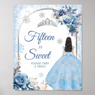 Poster Blue Winter Snowflake Mis Quince Quinze é Sweet