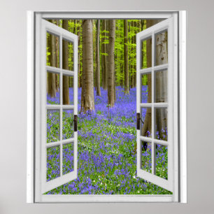 Poster Bluebells e janela da falsificação da opinião d