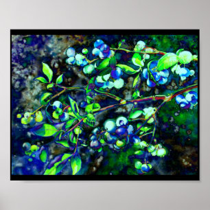 Poster Blueberries -green hue