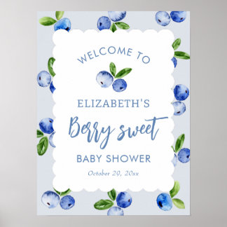 Poster Blueberry Berry Sweet Boy Baby Shower Welcome Sign