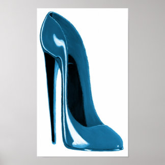 Poster Blueberry Blue Stiletto Shoe Print