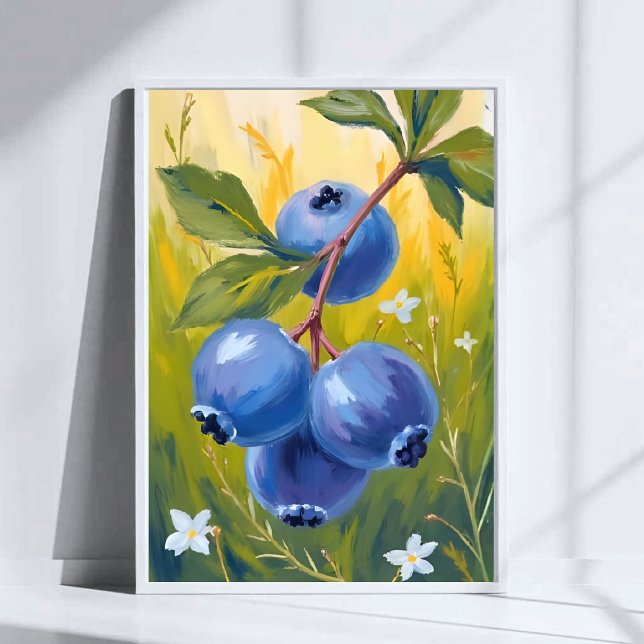 Poster Blueberry Bush | Fruit Watercolor Painting (Criador carregado)