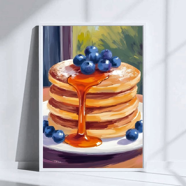 Poster Blueberry Pancakes | Oil Painting Art (Criador carregado)
