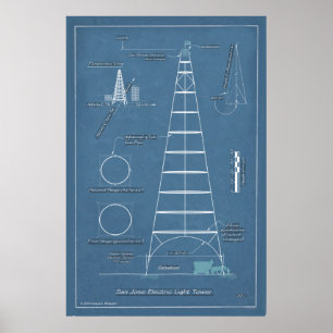 Poster Blueprint da Torre Leve de San Jose