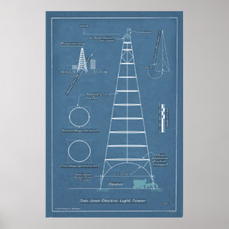 Poster Blueprint da Torre Leve de San Jose