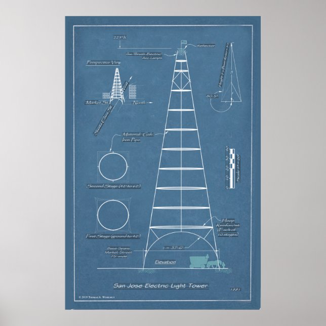 Poster Blueprint da Torre Leve de San Jose (Frente)