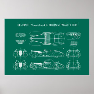 Poster Blueprint Delahaye 165 Figoni et Falaschi