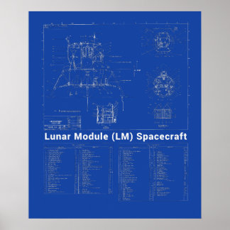 Poster Blueprint do módulo lunar (LM) da Lua