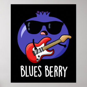 Poster Blues Berry Funny Fruta Pun Dark BG