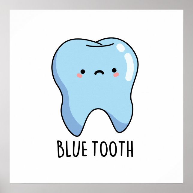 Poster Bluetooth Engraçado técnico Tooth Azul (Frente)