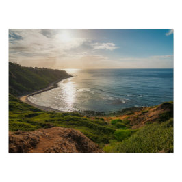 Pôster Bluff Cove Coastal Sunset – Ocean Landscape Print