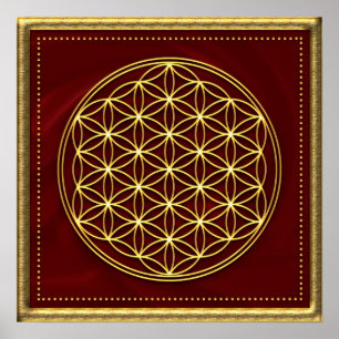Pôster Blume des Lebens - Flower of life - Gold