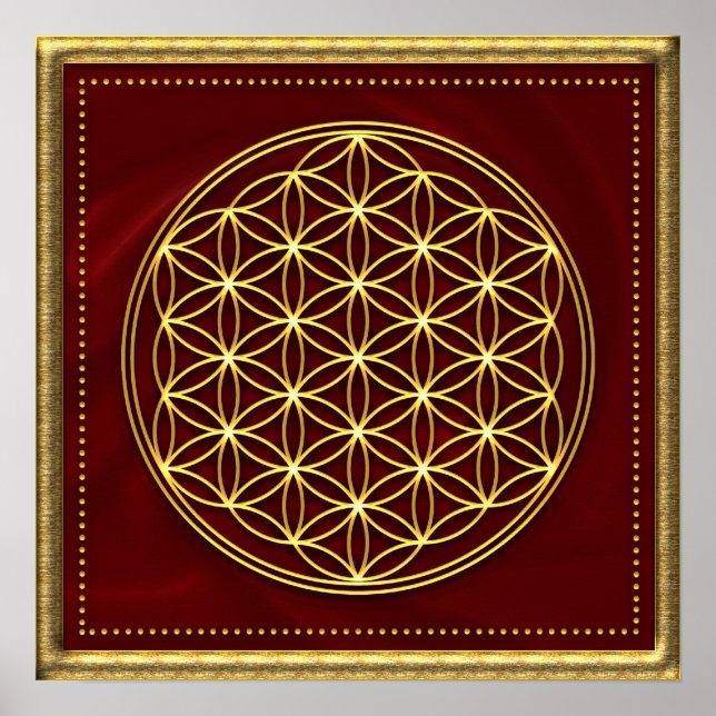 Pôster Blume des Lebens - Flower of life - Gold (Frente)