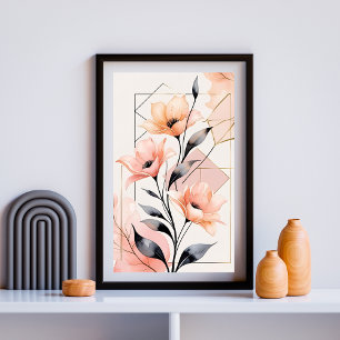 Poster Blush Bloom Geométrico Wall Art