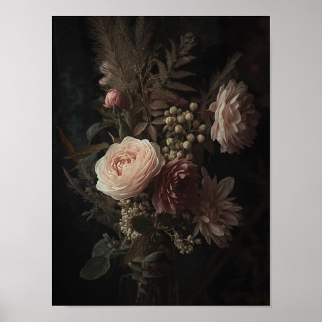 Poster Blush Bouquet Vintage Floral Study (Frente)