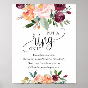 Poster Blush burgundy marigold colocou um anel no jogo de