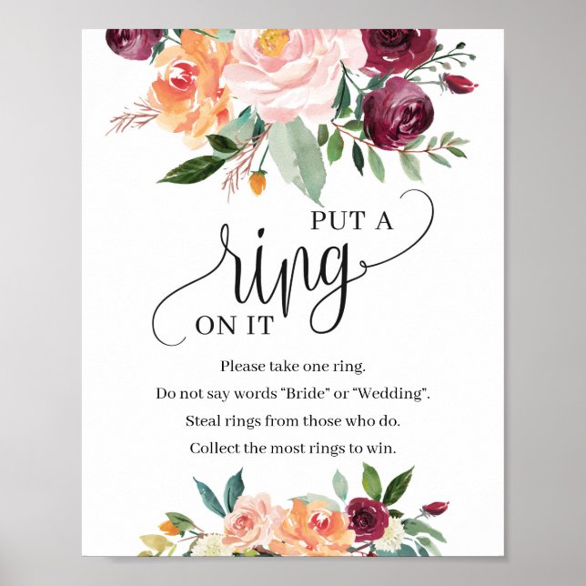 Poster Blush burgundy marigold colocou um anel no jogo de (Frente)